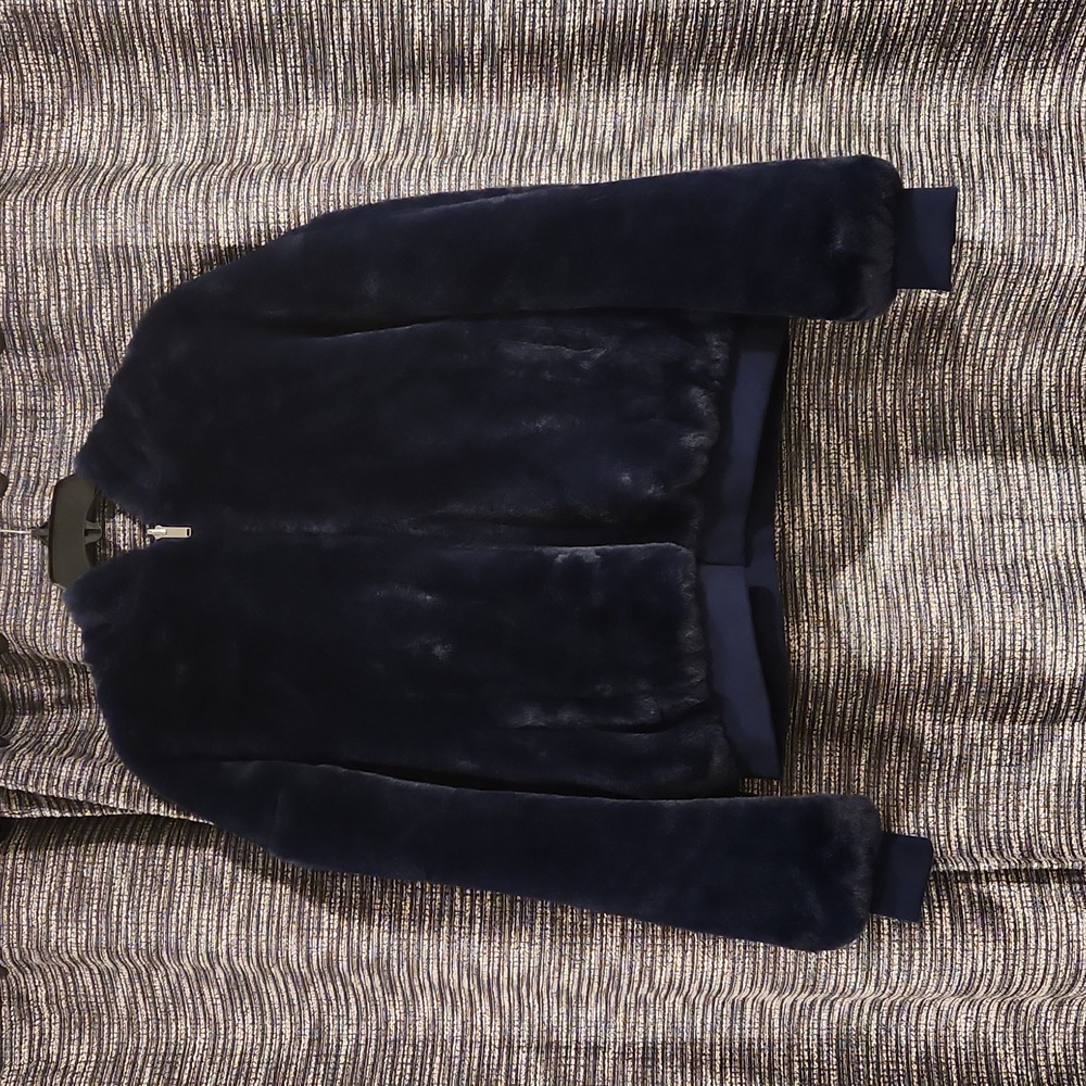 NEW New York & Company Faux Fur  Reversable Bomber Jacket Sz XL